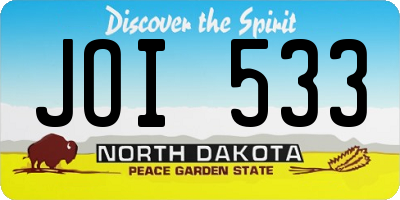 ND license plate JOI533