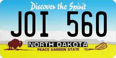 ND license plate JOI560