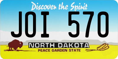 ND license plate JOI570