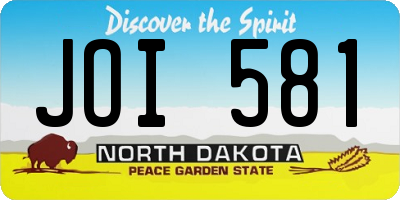 ND license plate JOI581