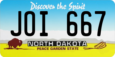 ND license plate JOI667