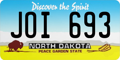 ND license plate JOI693