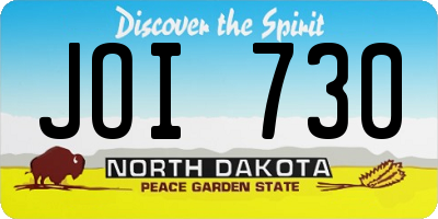 ND license plate JOI730