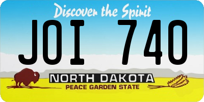ND license plate JOI740