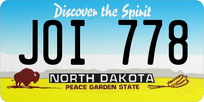 ND license plate JOI778