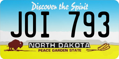ND license plate JOI793