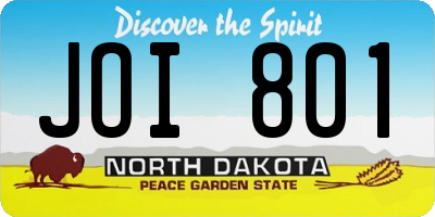 ND license plate JOI801