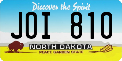 ND license plate JOI810