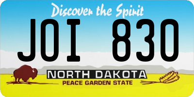 ND license plate JOI830