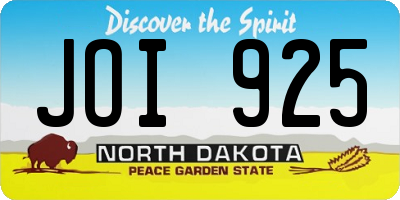 ND license plate JOI925