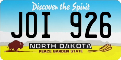 ND license plate JOI926
