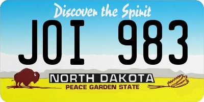 ND license plate JOI983