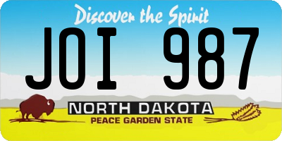 ND license plate JOI987