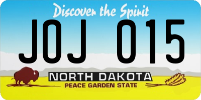 ND license plate JOJ015