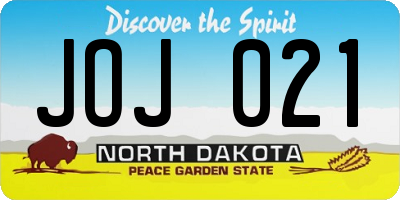 ND license plate JOJ021
