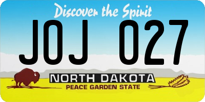 ND license plate JOJ027