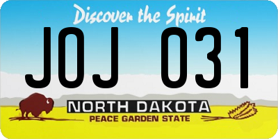 ND license plate JOJ031