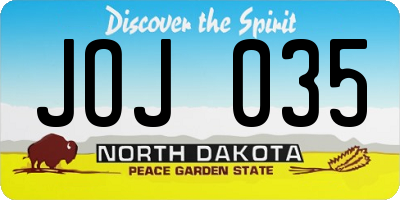 ND license plate JOJ035
