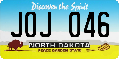 ND license plate JOJ046