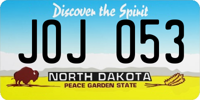 ND license plate JOJ053