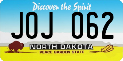 ND license plate JOJ062