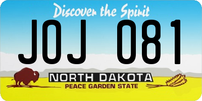 ND license plate JOJ081