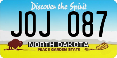 ND license plate JOJ087