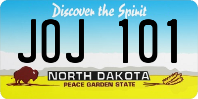 ND license plate JOJ101
