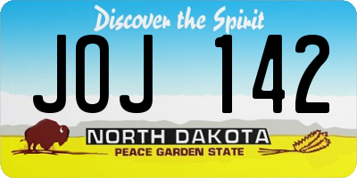 ND license plate JOJ142