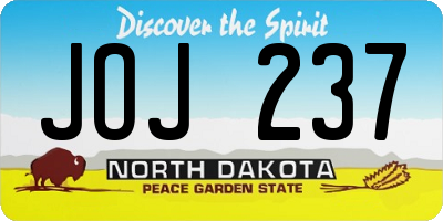 ND license plate JOJ237