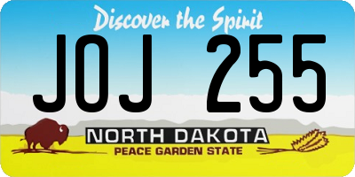 ND license plate JOJ255
