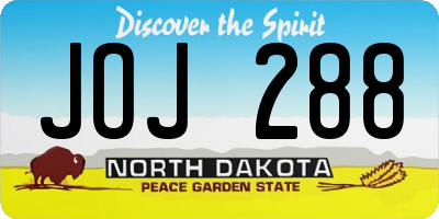 ND license plate JOJ288