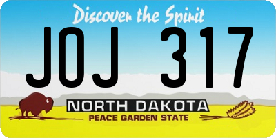 ND license plate JOJ317