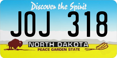 ND license plate JOJ318