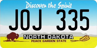 ND license plate JOJ335