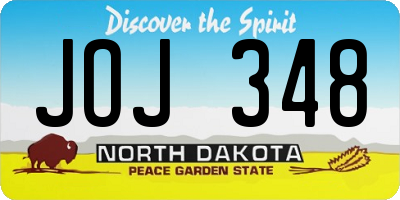 ND license plate JOJ348