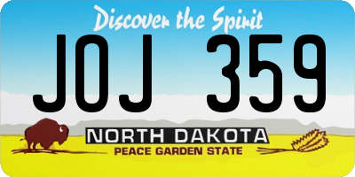 ND license plate JOJ359