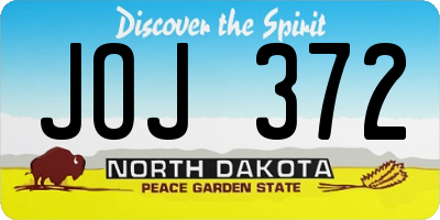 ND license plate JOJ372
