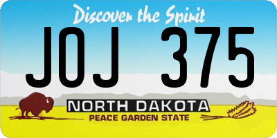 ND license plate JOJ375