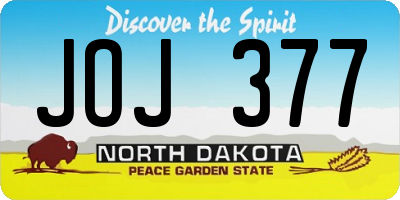 ND license plate JOJ377