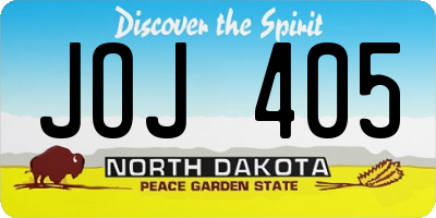 ND license plate JOJ405