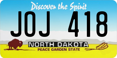 ND license plate JOJ418