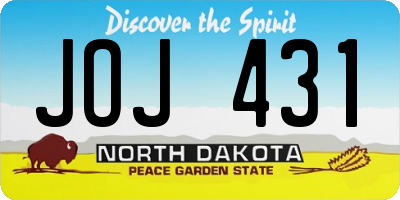 ND license plate JOJ431