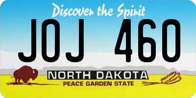 ND license plate JOJ460
