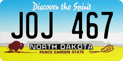 ND license plate JOJ467