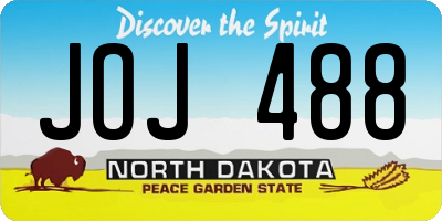 ND license plate JOJ488