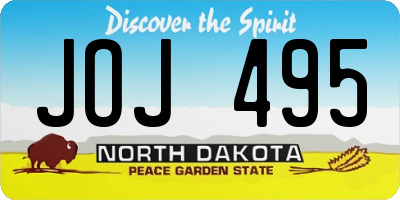 ND license plate JOJ495