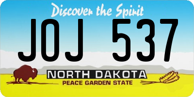 ND license plate JOJ537