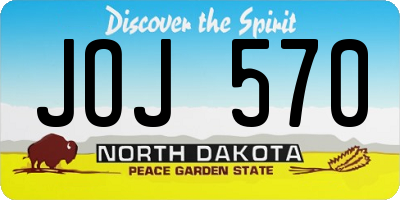 ND license plate JOJ570