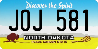 ND license plate JOJ581